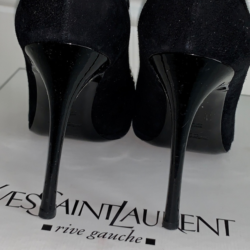 YVES SAINT LAURENT Cabaret Black Suede Size 38 - Picture 2 of 8